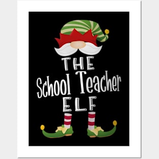 School Teacher Elf Group Christmas Posters and Art